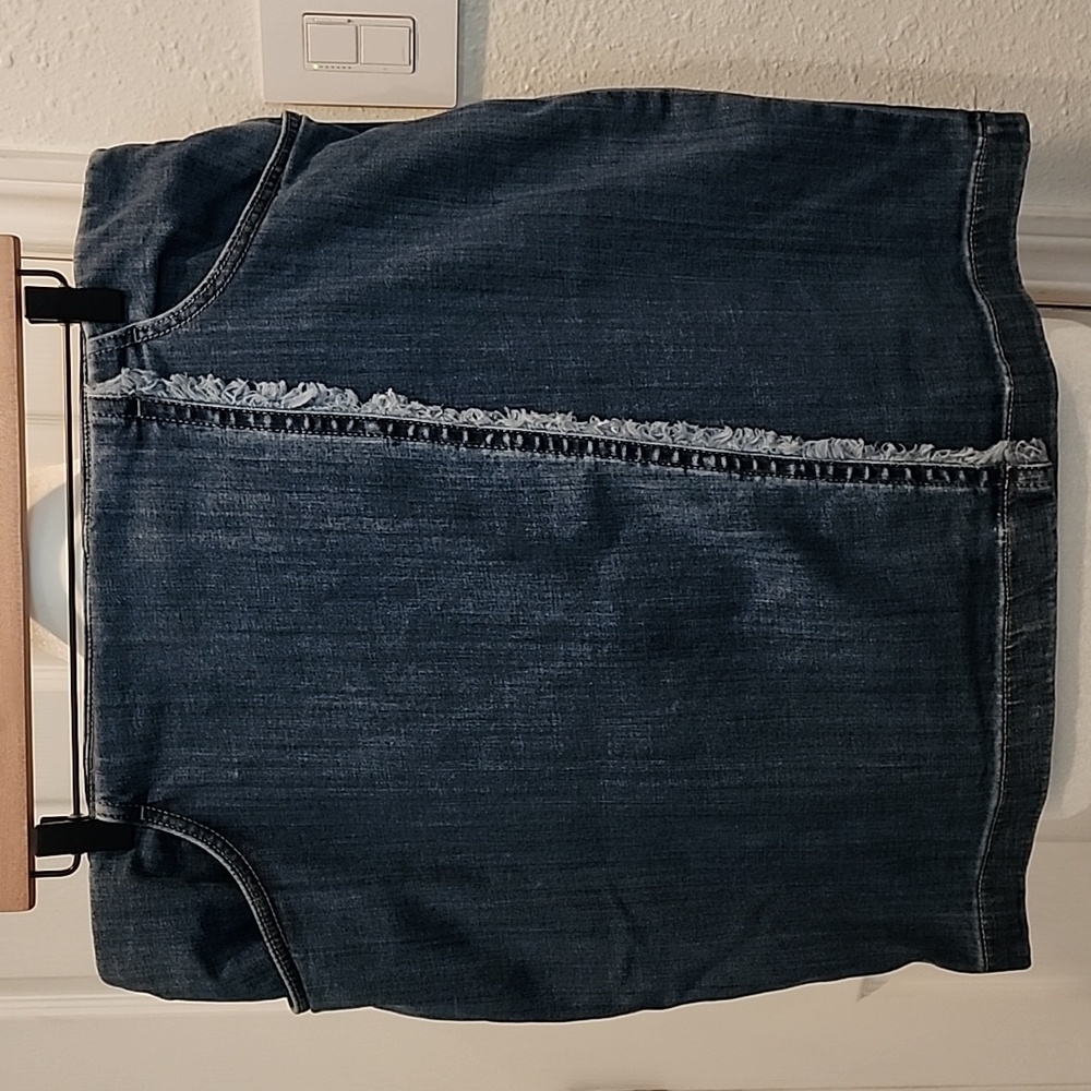 Chico's 3 side zip faux wrap Blue Denim Skirt